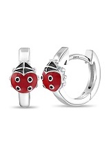 remarkable silver red and black ladybug hoop earrings for babies and kids